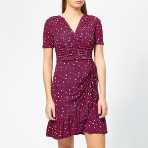 Michael Michael Kors Women's Heart Rouched V Neck Dress - True Navy/scarlett